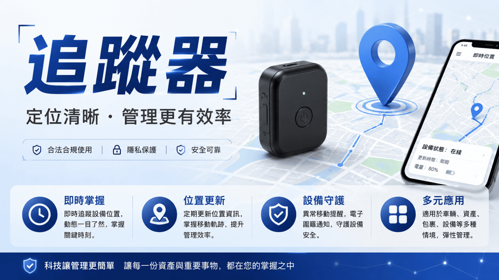 追蹤器是一種能協助取得位置資訊的設備,常見於車輛管理、物流配送